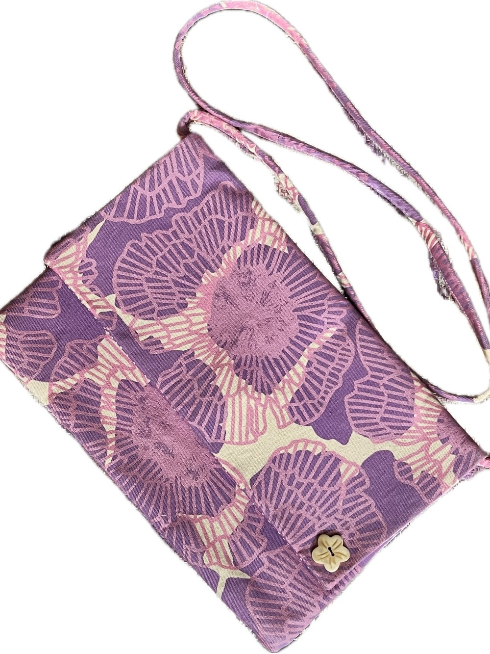Jana Lam Crossbody Purple with Floral Button Accent